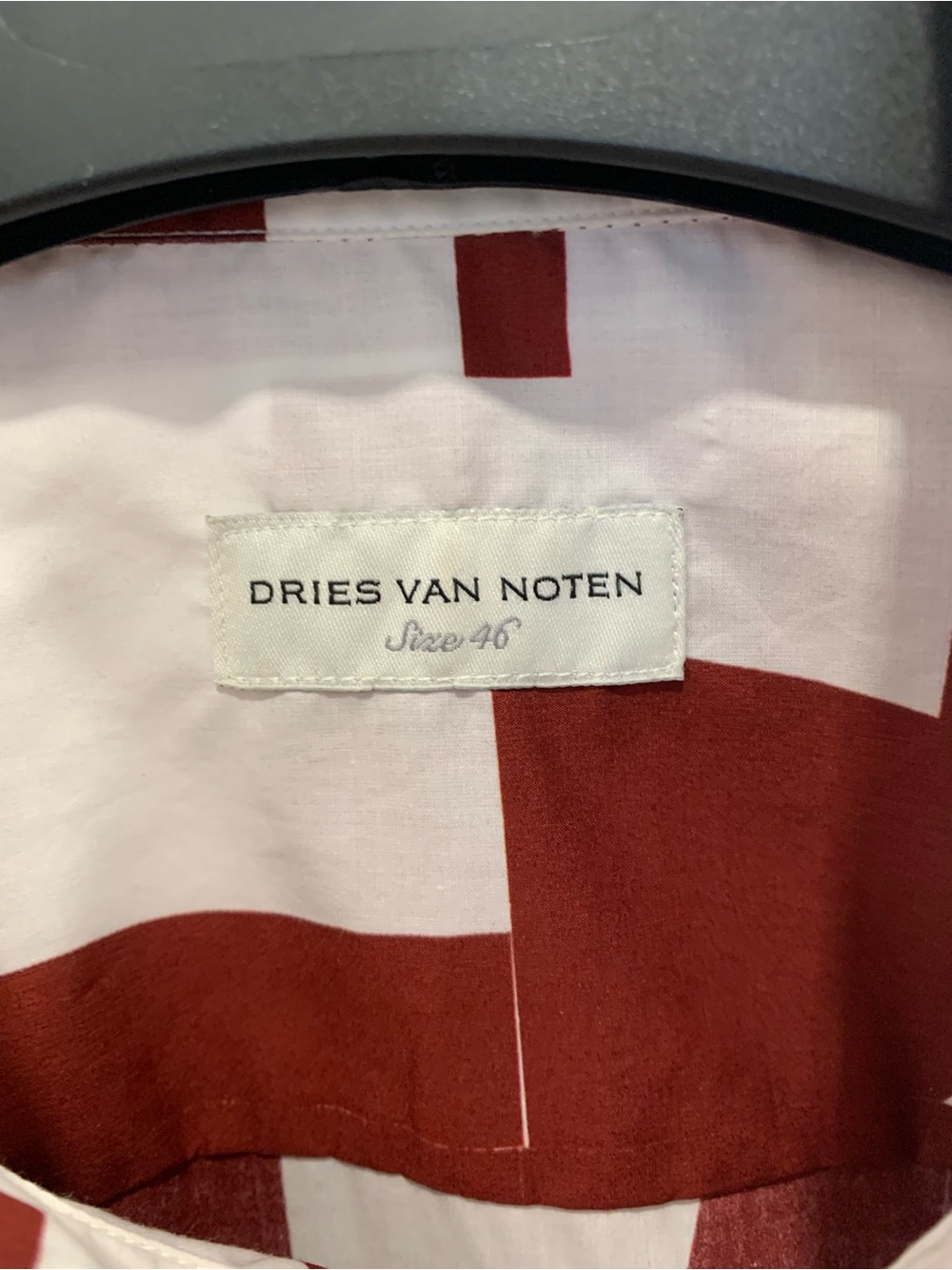 Dries Van Noten white and burgundy graphic short sleeve shirt. Size 46 IT - Picture 6 of 7